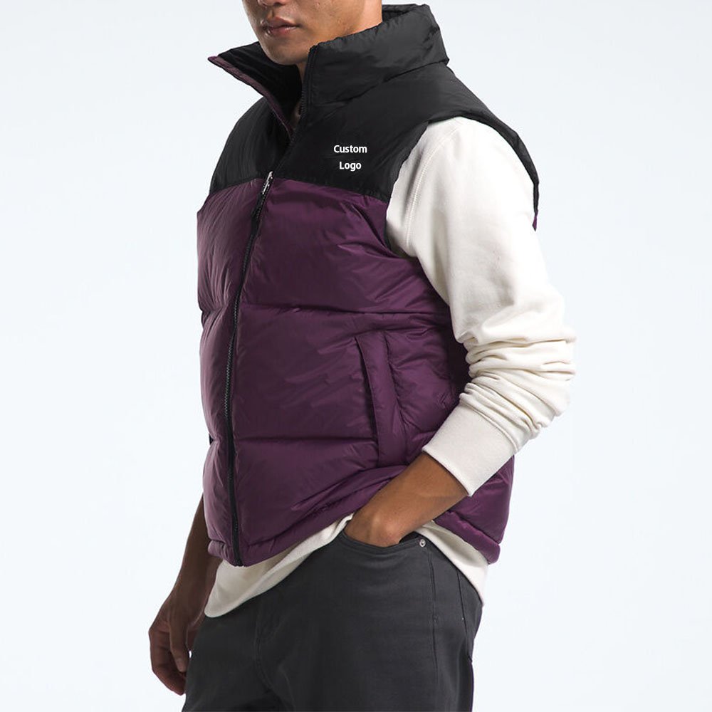 High Quality Custom Sleeveless Bubble Men's Jacket Waistcoat Zip Up White Duck Down Cropped Men Puffer Vest