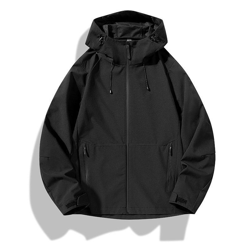 Hot Sale Custom Men's Black Zip Softshell Jacket New Condition Denim Rain Coat Outdoor Activities Tactical Softshell Windbreaker
