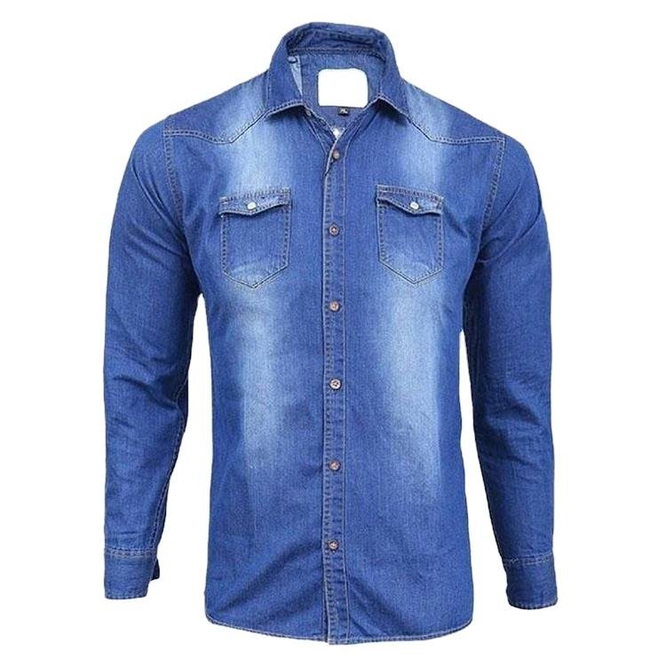 OEM light blue long sleeve jean jacket high quality outdoor plus size men's jacket