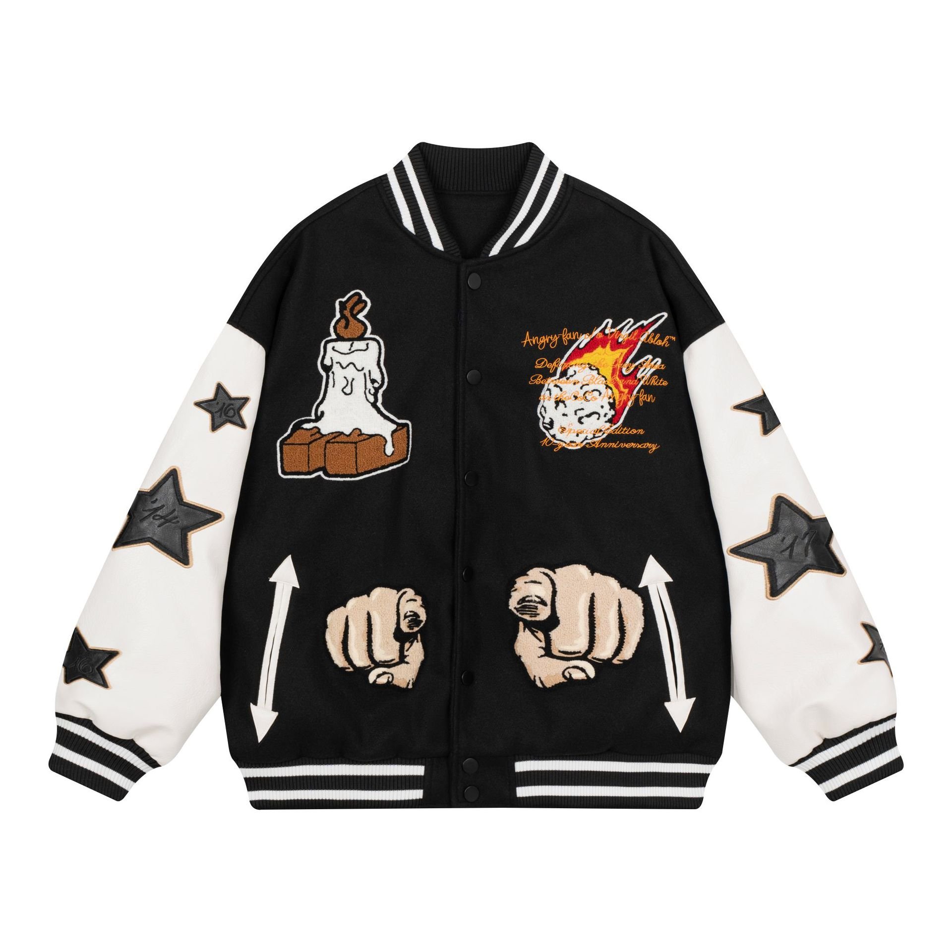 Custom Logo College Jacket Leather Sleeve Embroidery Black Couple College Baseball Men's Clip Kletman Transformer Core Jacket