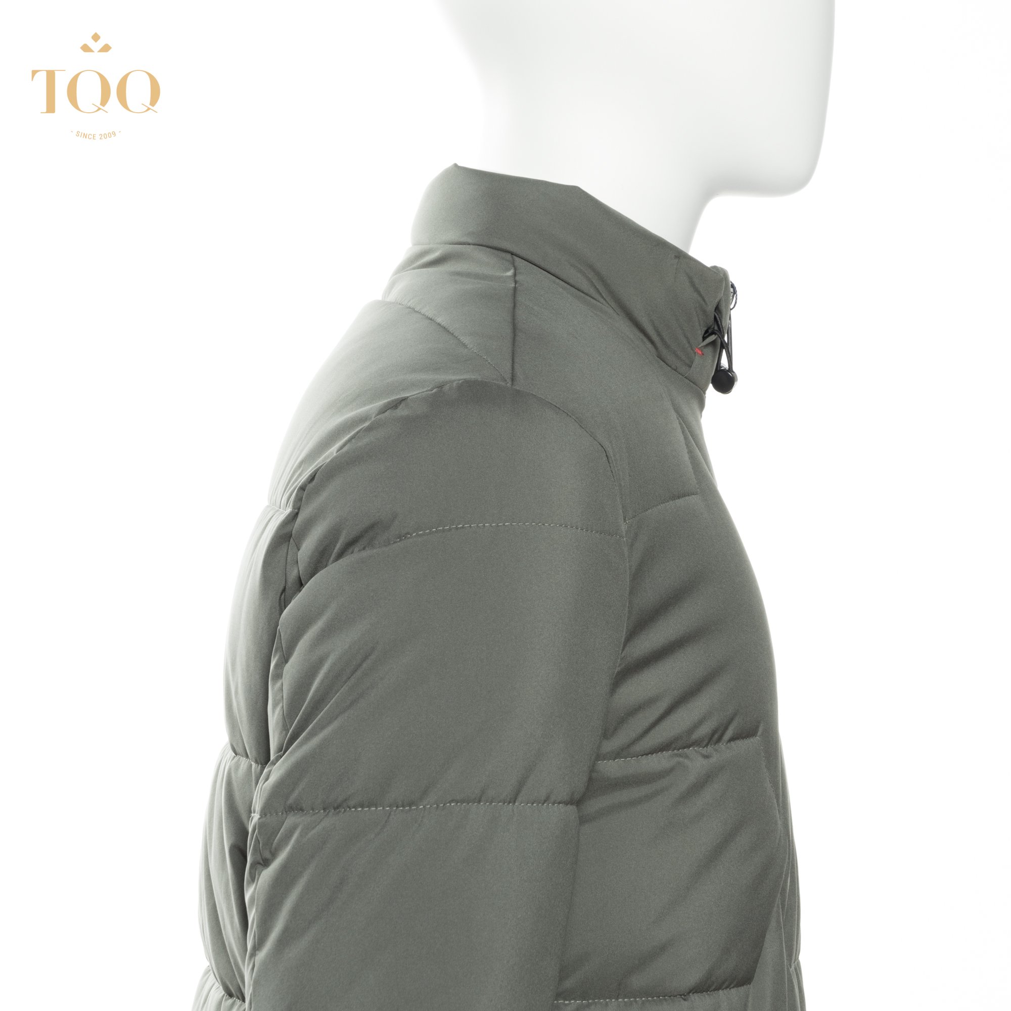 Polyester Winter mens casual jacket Stretch Puffer Jacket in with 3 Pockets in Olive Green Length style Regular Stand Collar