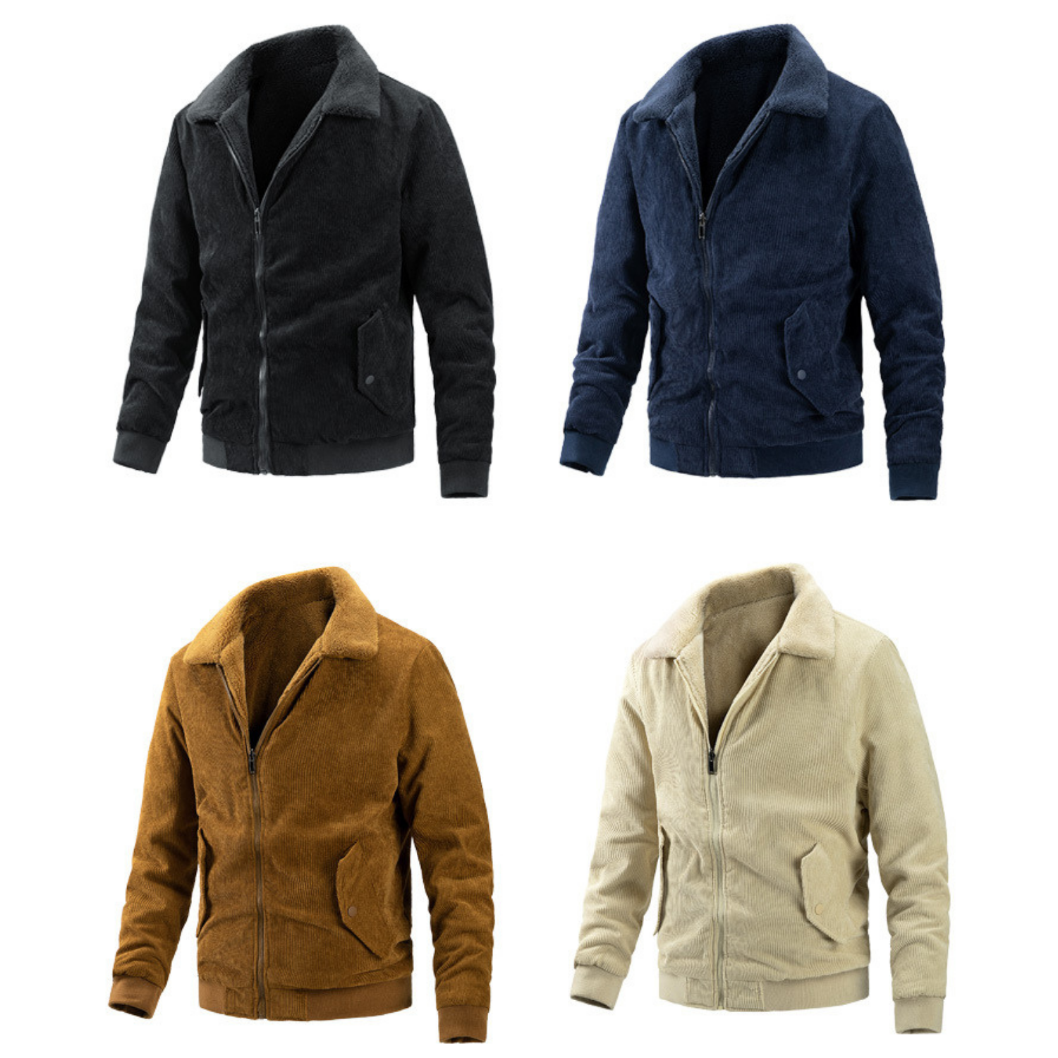 Hot Sale Men's jacket winter style plush and thickened lapel corduroy double-sided warm retro slim men's top jacket with fur