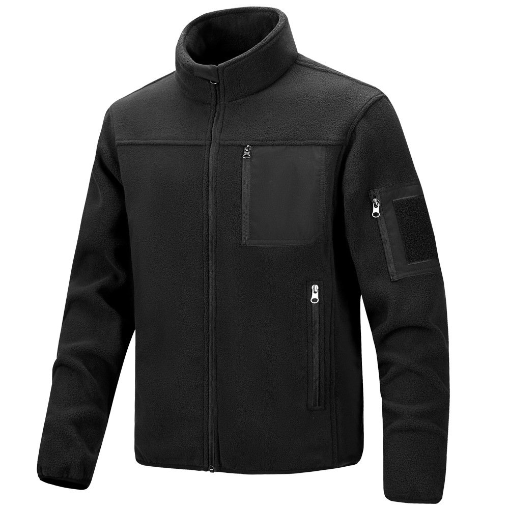 Men's Outdoor Sherpa Wool Fleece Jacket Yarn Dyed Zipper Closure Windproof Zipper Pocket Windproof Outdoor Fleece Jacket