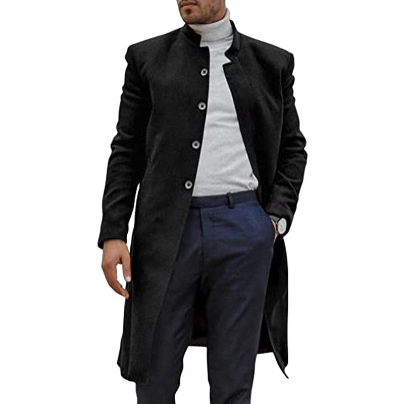 Liu Ming Autumn Winter 2024 New Product Men Fashion Woolen Jacket Overcoat Plus Size Long Trench Coat