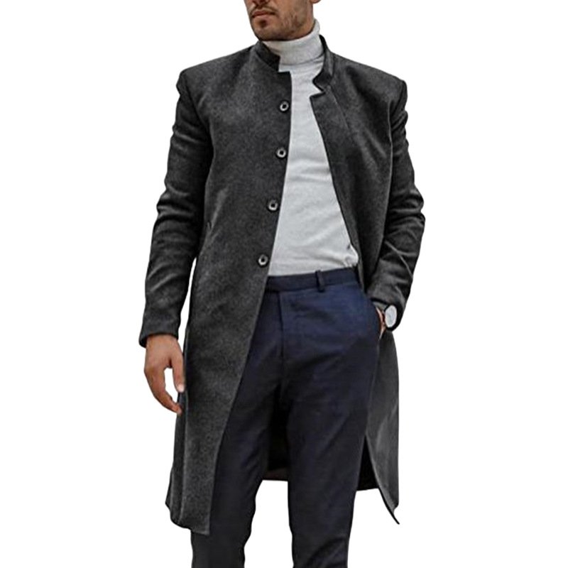 Liu Ming Autumn Winter 2024 New Product Men Fashion Woolen Jacket Overcoat Plus Size Long Trench Coat