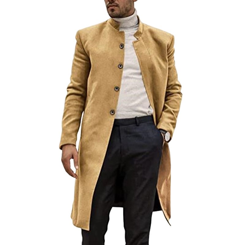 Liu Ming Autumn Winter 2024 New Product Men Fashion Woolen Jacket Overcoat Plus Size Long Trench Coat
