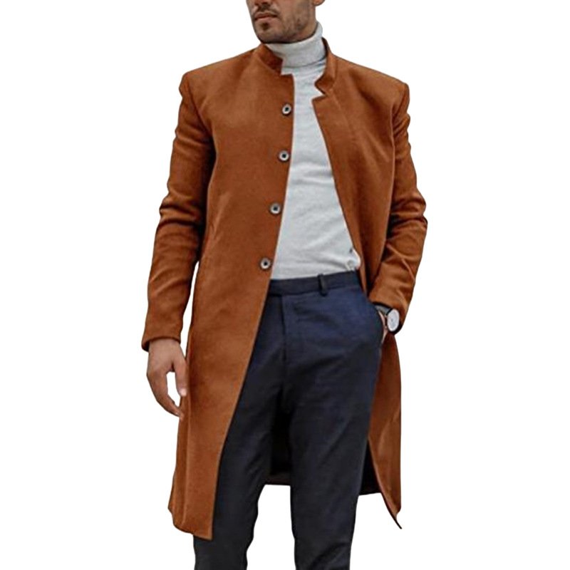 Liu Ming Autumn Winter 2024 New Product Men Fashion Woolen Jacket Overcoat Plus Size Long Trench Coat