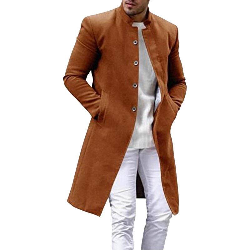 Liu Ming Autumn Winter 2024 New Product Men Fashion Woolen Jacket Overcoat Plus Size Long Trench Coat