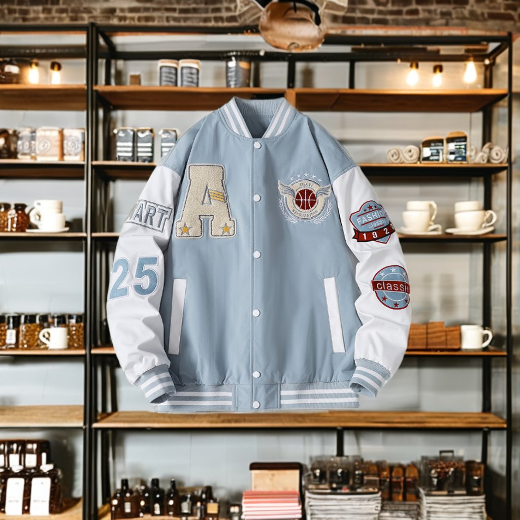 OEM Custom Logo Embroidery Unisex Vintage Graphic Streetwear Baseball Jacket Winter Jacket with Casual Style baseball jacket