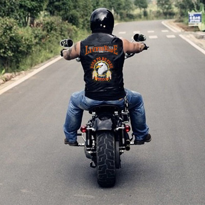 2023 Vintage Aztec cool motorcycle riding vest leather vest leather waistcoat embroidered badge men's vests