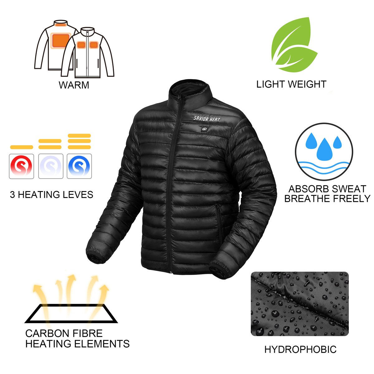 Outdoor Winter Fashion Design Lightweight Body Mens Battery Heated Plus Size Men's Jackets