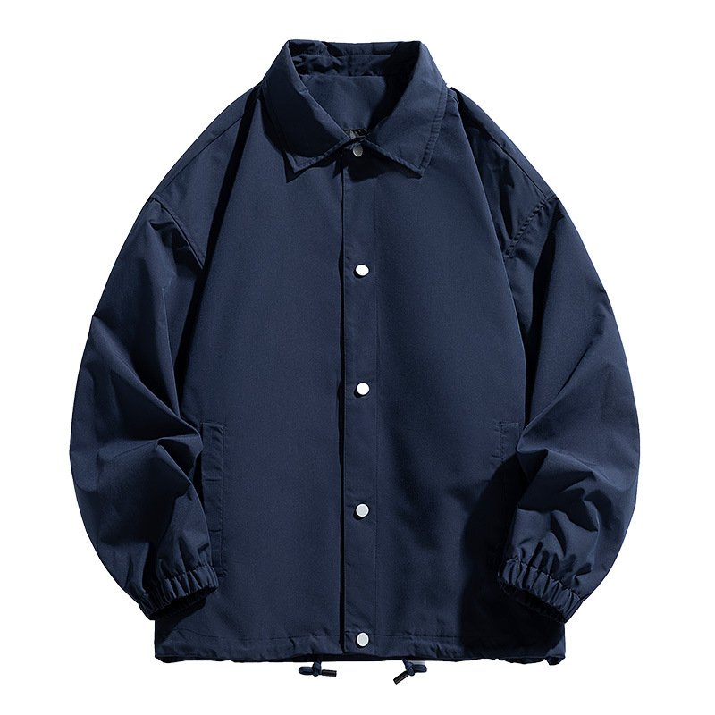 New Solid Color Mens Coach Jacket Turnover Collar Man Spring Shirt Jacket Streetwear Casual Fashion Windbreaker Jacket