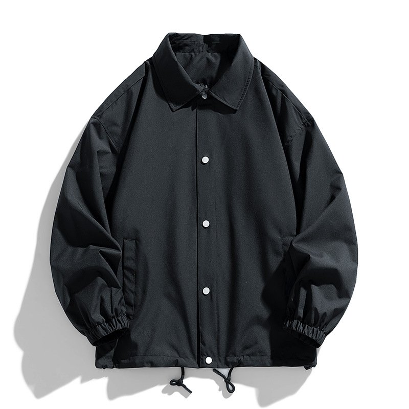 New Solid Color Mens Coach Jacket Turnover Collar Man Spring Shirt Jacket Streetwear Casual Fashion Windbreaker Jacket