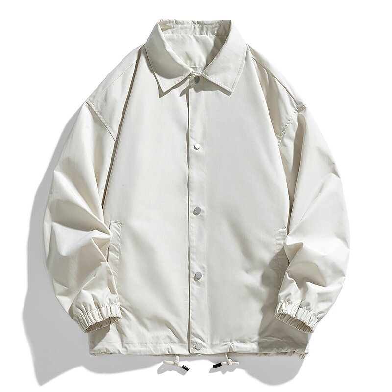 New Solid Color Mens Coach Jacket Turnover Collar Man Spring Shirt Jacket Streetwear Casual Fashion Windbreaker Jacket