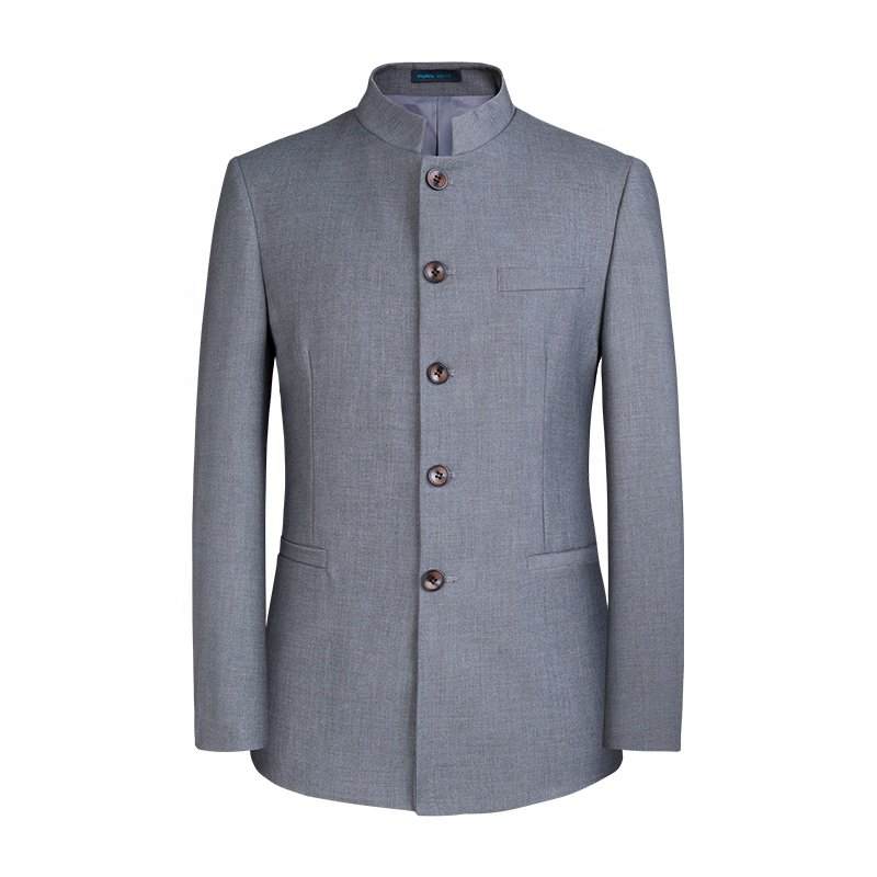 Stand collar men's jacket suit slim fit casual safari men's suits blazer male suit for men