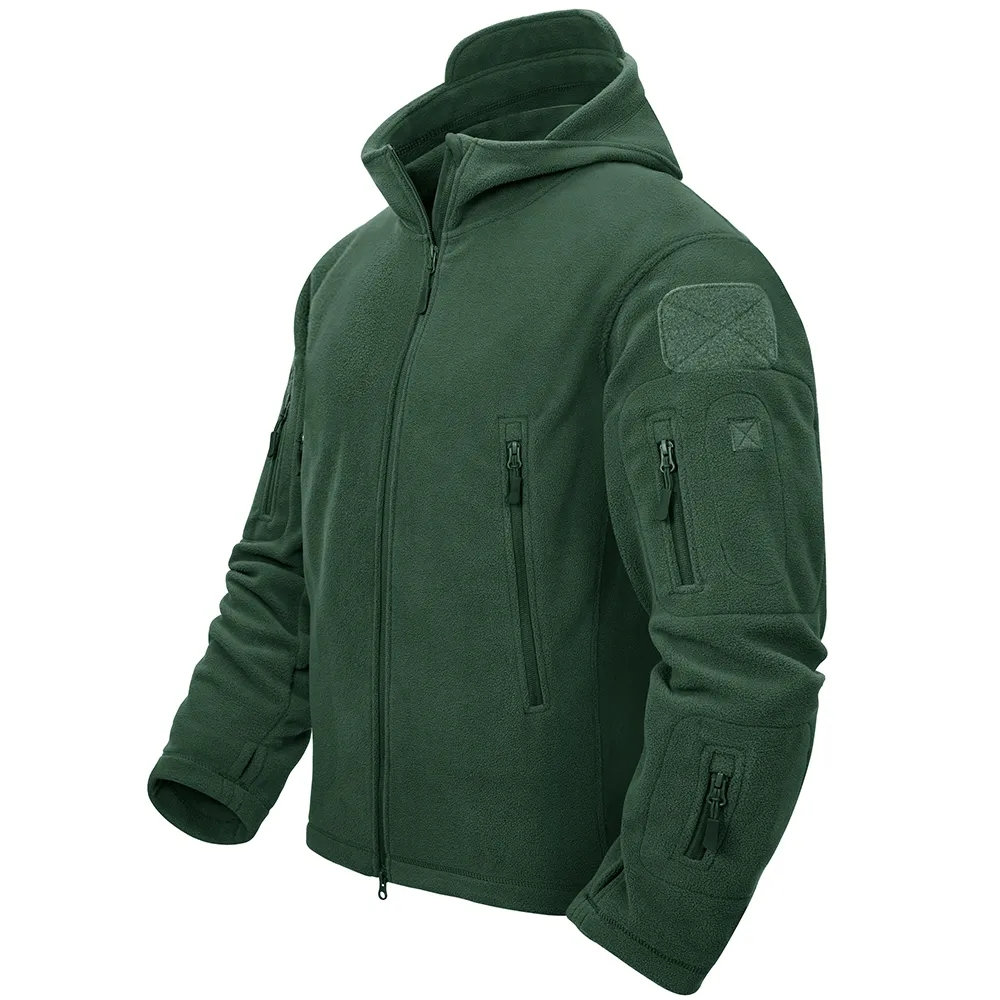 Wind Breaker Jacket Outdoor Mens Winter Fleece Hoodie Jacket Zipper Pocket Windproof Camping Hiking Clothing