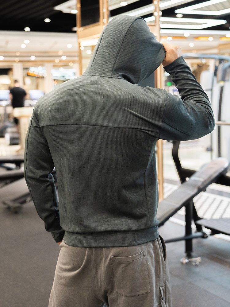 Custom Logo Gym Men'S Streetwear Track Sports Jacket Youth Fitness Training Hooded Jacket Men