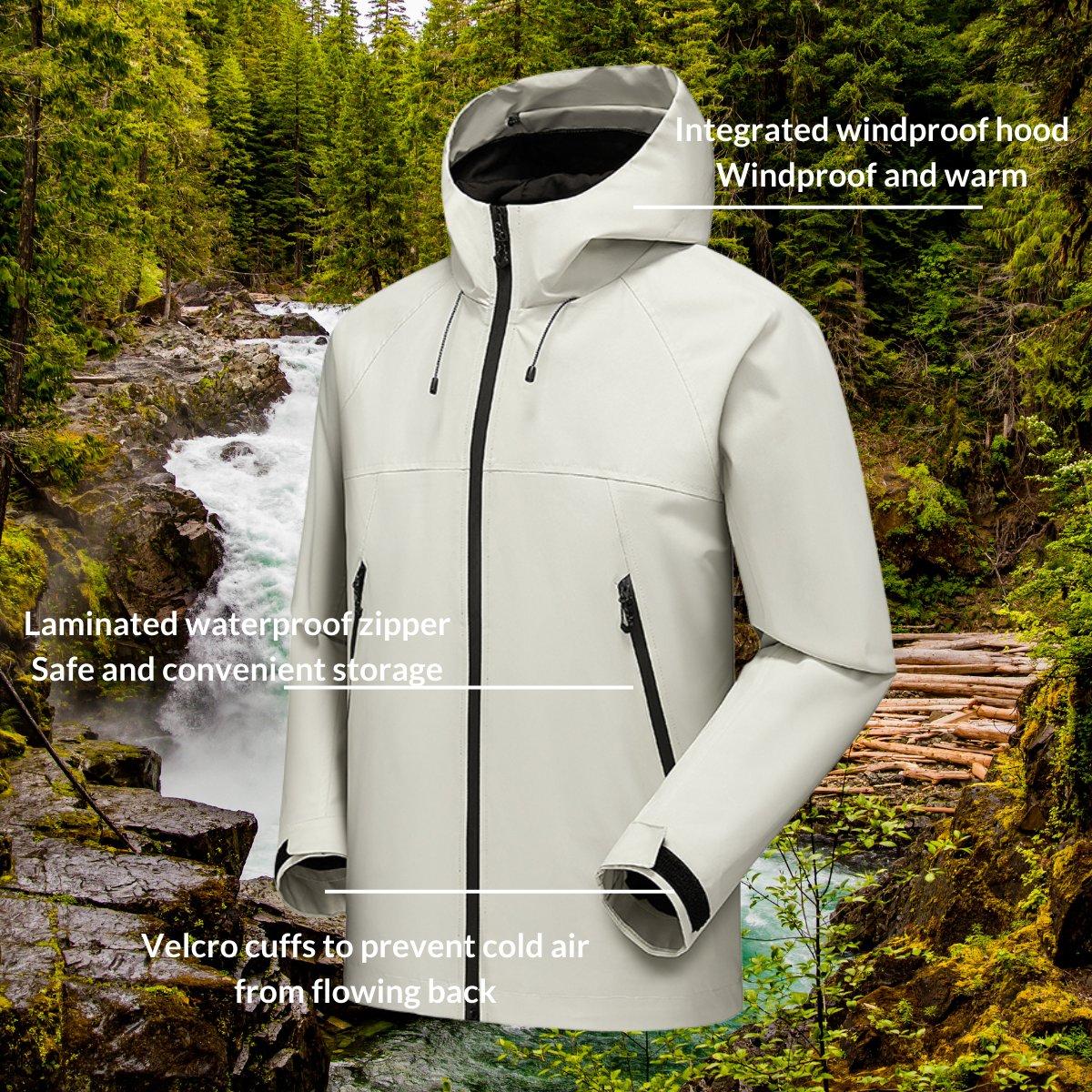 Custom Men's Hiking Jacket Waterproof Jacket Breathable Windbreaker Coat Outdoor High Quality Hard shell jacket With Hood Full