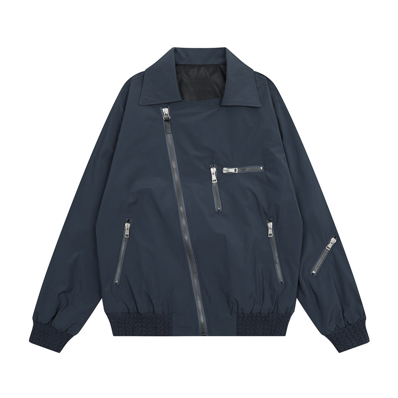 Custom Windbreaker Jackets Mens Fall Clothing Pullover Waterproof Windproof Multiple Zipper Design Biker Jacket For Men