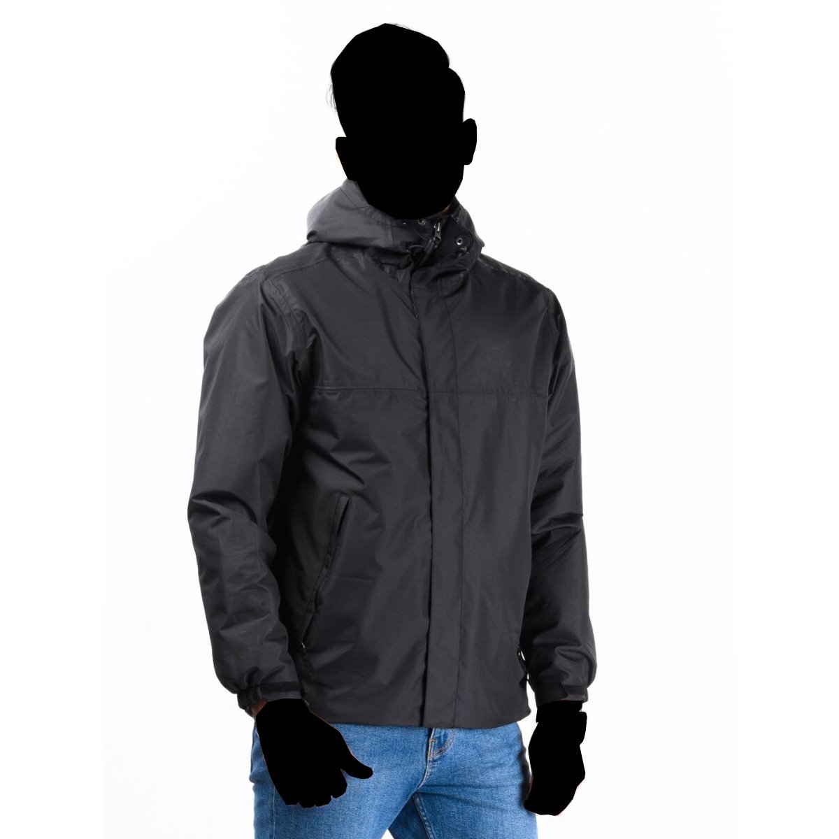 Men Windbreaker Mid Length Jacket with Mesh lining Black