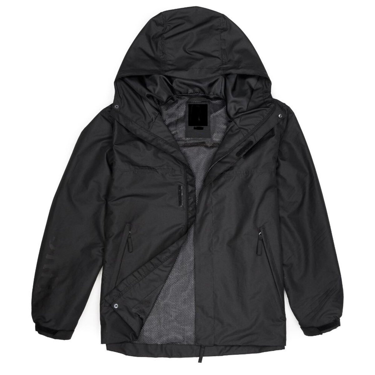 Men Windbreaker Mid Length Jacket with Mesh lining Black