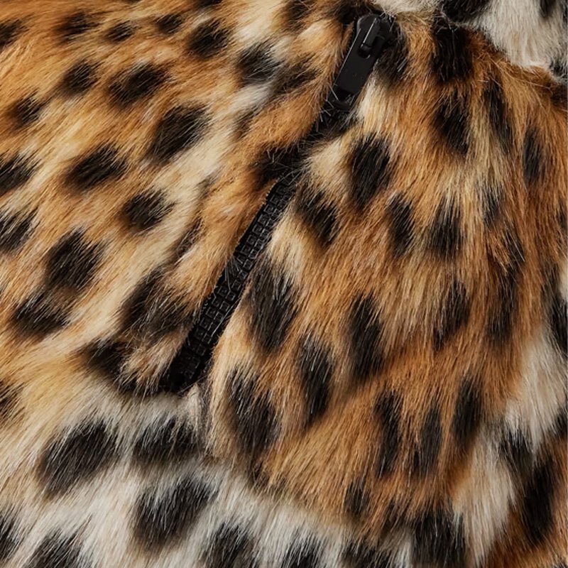 New arrivals fashion casual comfortable unisex style cropped cheetah-print faux fur hooded bomber jacket