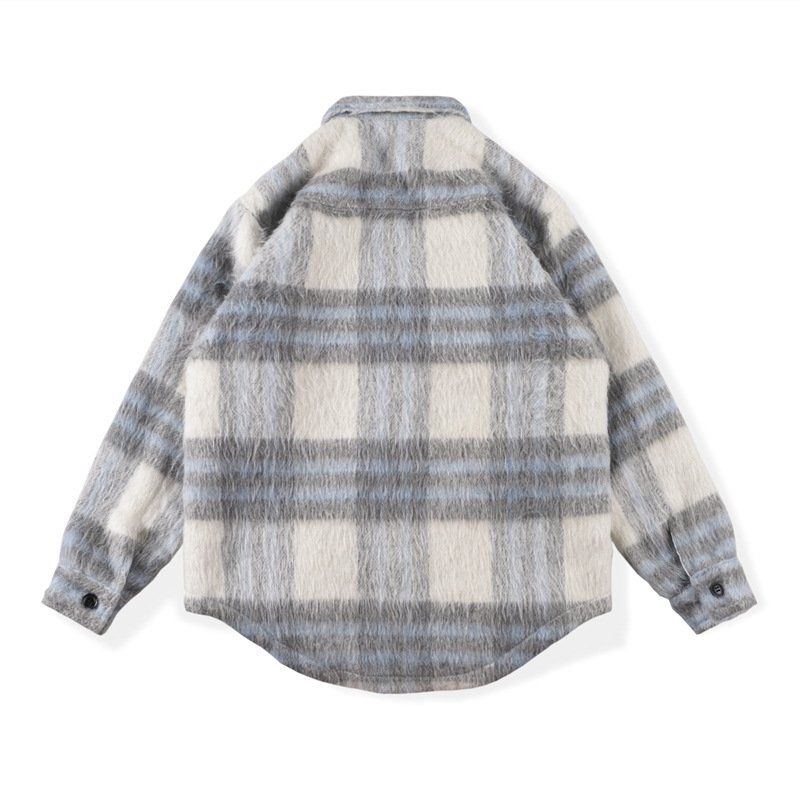 2024 OEM Custom Men's 100%cotton heavyweight fit button down Patch Pocket long sleeve plaid oversized slit flannel shirts men