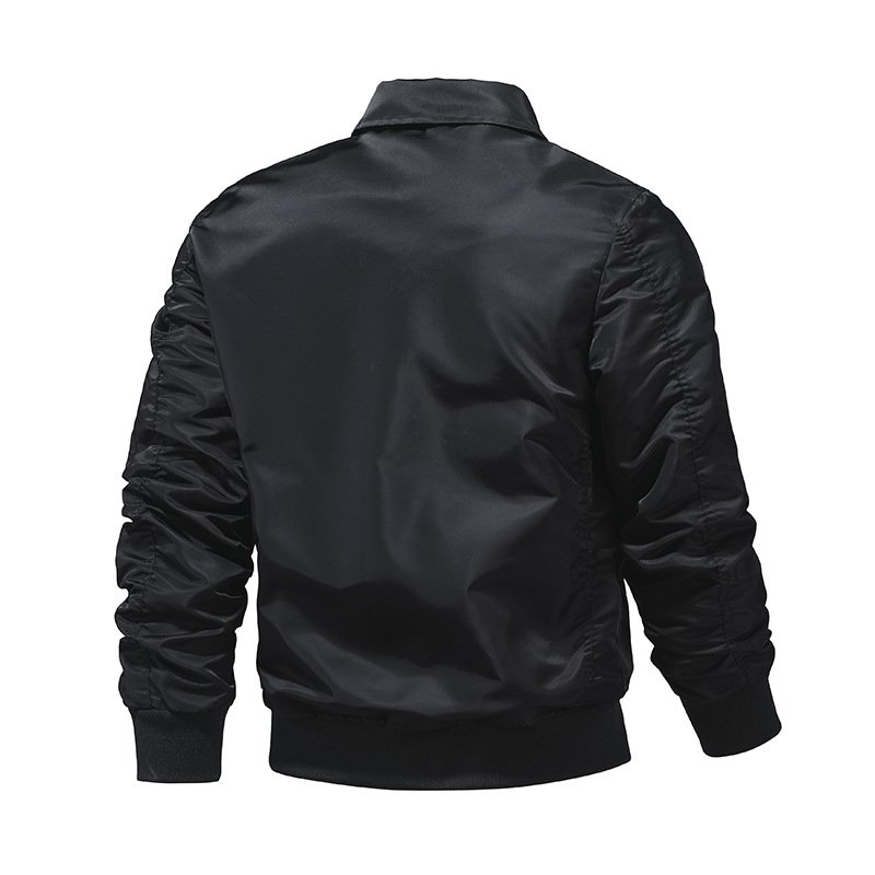 High Quality Men's Casual Full Zip Lightweight Solid Windbreaker Jacket Pockets Woven Fabric Pattern Nylon Golf Jacket