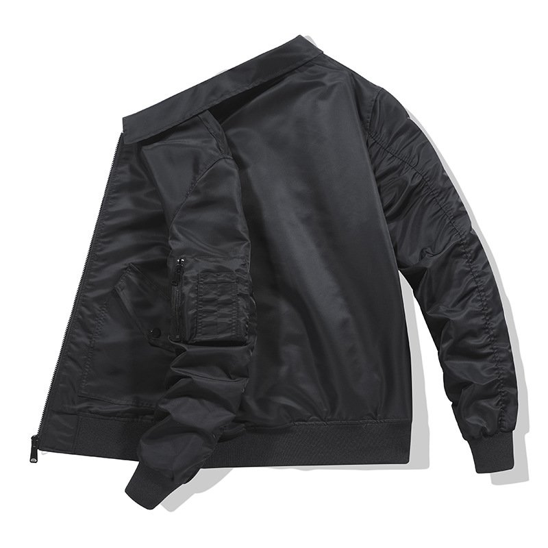 High Quality Men's Casual Full Zip Lightweight Solid Windbreaker Jacket Pockets Woven Fabric Pattern Nylon Golf Jacket