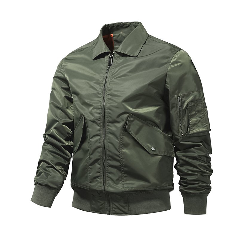 High Quality Men's Casual Full Zip Lightweight Solid Windbreaker Jacket Pockets Woven Fabric Pattern Nylon Golf Jacket