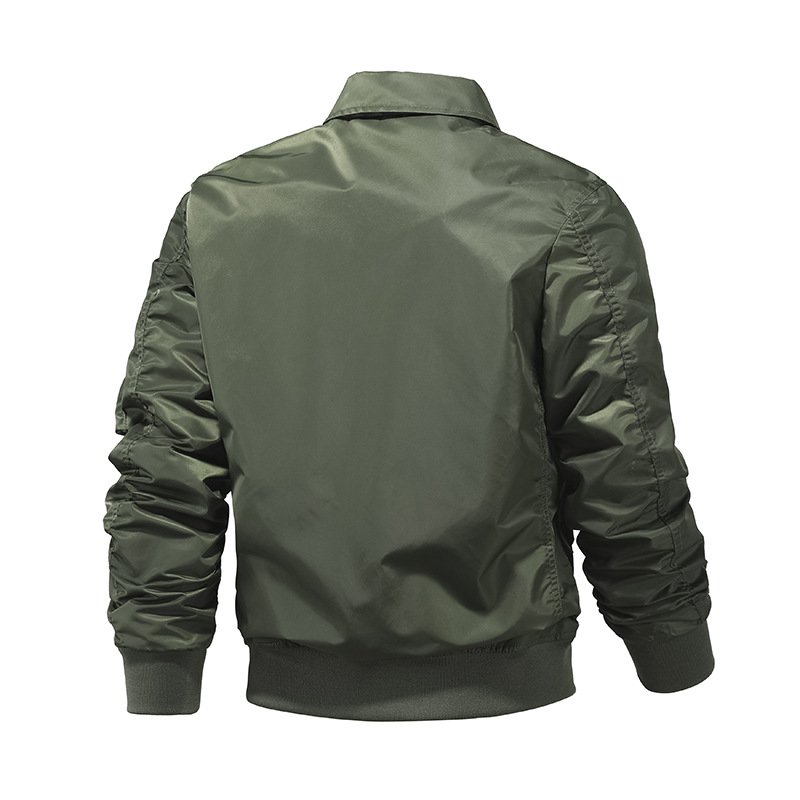 High Quality Men's Casual Full Zip Lightweight Solid Windbreaker Jacket Pockets Woven Fabric Pattern Nylon Golf Jacket
