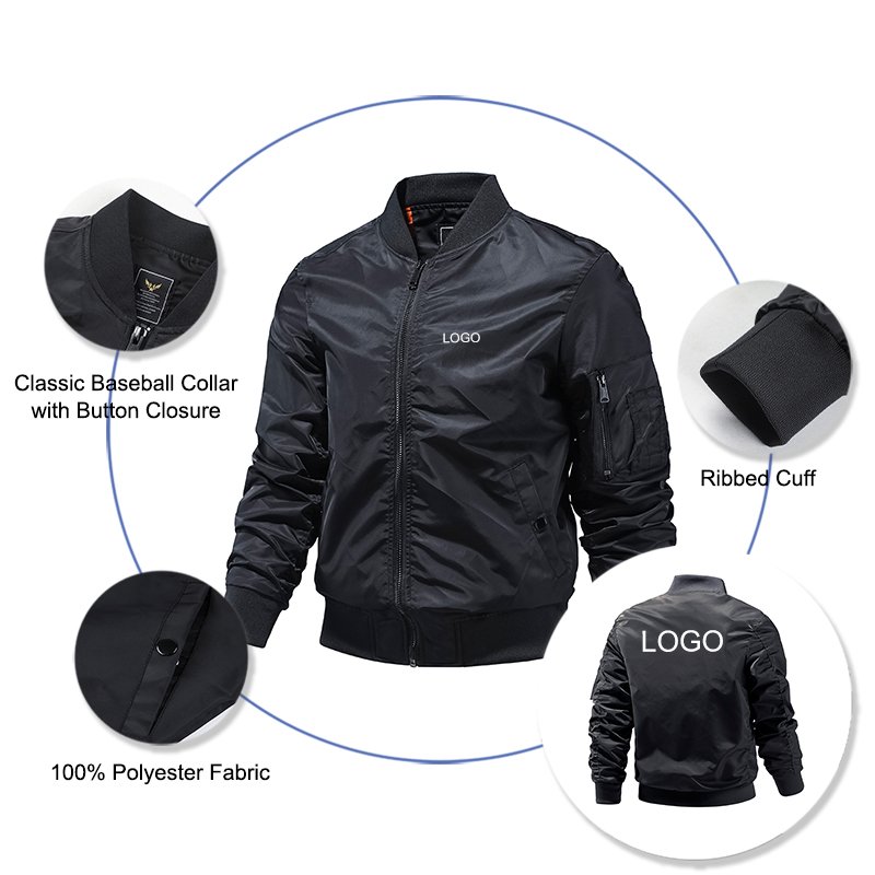 Custom Logo Men's Bomber Jacket Unisex Clothing Breathable Baseball Collar Pattern Decoration Varsity Jackets