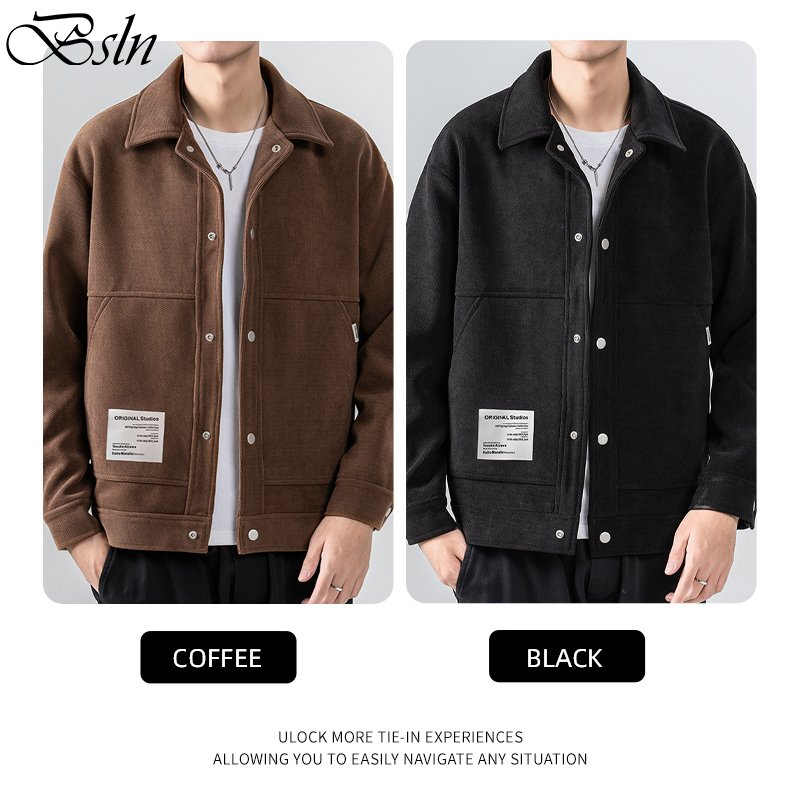 2023 BSLN OEM/ODM plus size men's coats spring casual Plush thick men coat custom logo winter jacket