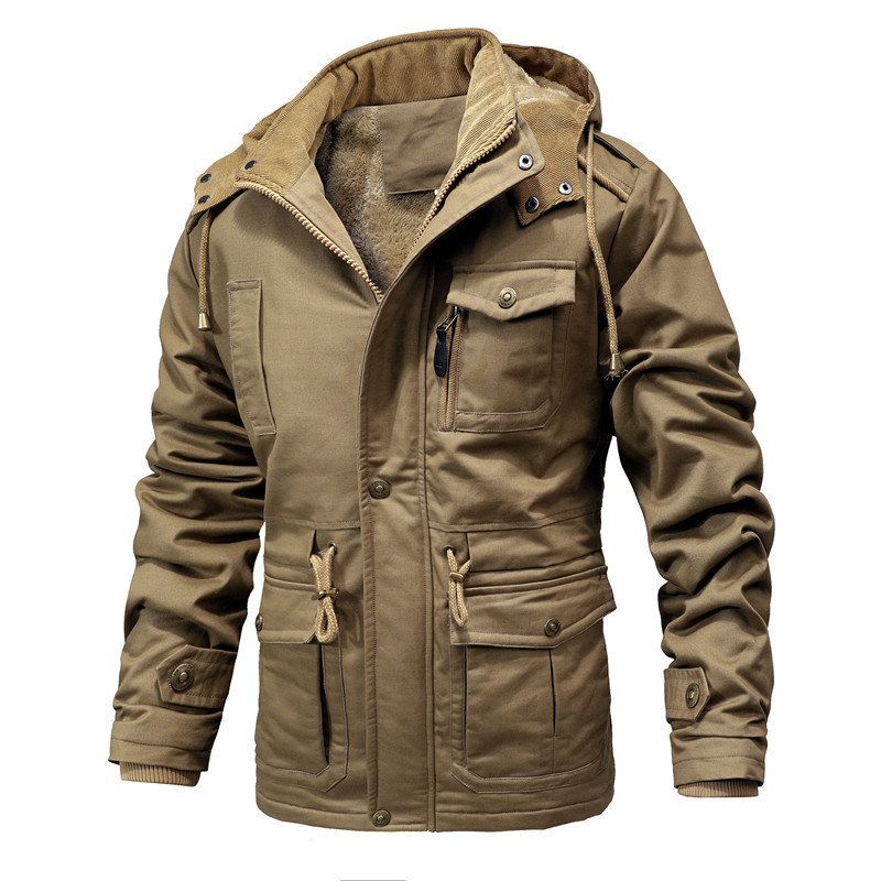 Custom 100% Cotton Jacket For Men Detachable Hooded Winter Coats Fur Lined Man Parka Puffer Jacket chaquetas para hombre
