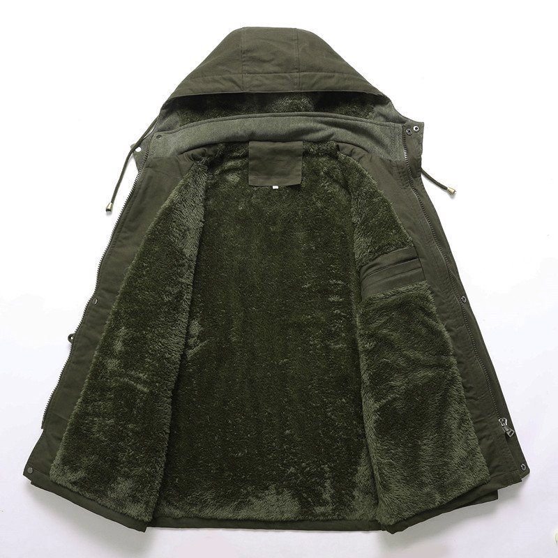 Custom 100% Cotton Jacket For Men Detachable Hooded Winter Coats Fur Lined Man Parka Puffer Jacket chaquetas para hombre