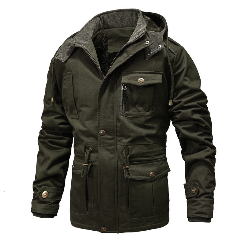 Custom 100% Cotton Jacket For Men Detachable Hooded Winter Coats Fur Lined Man Parka Puffer Jacket chaquetas para hombre