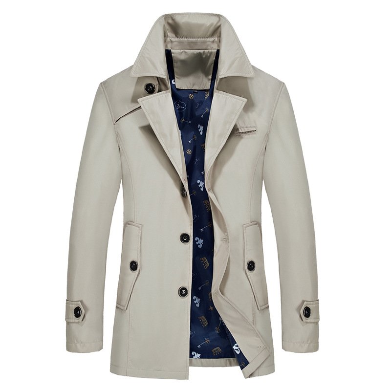 Autumn Men's New Casual Men's Jackets Work Jacket Cotton Washed Trench Coat upgrowing