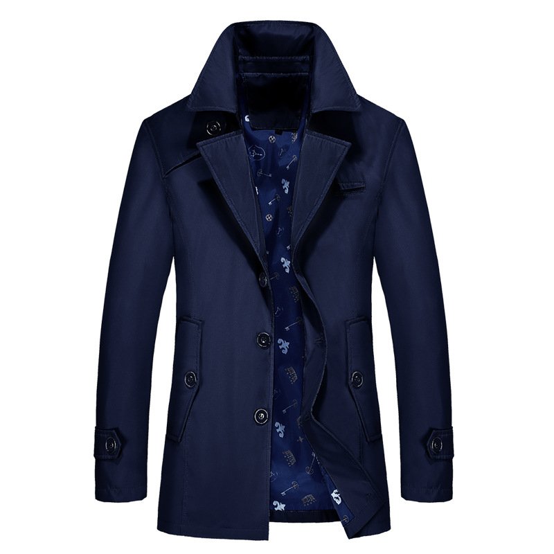 Autumn Men's New Casual Men's Jackets Work Jacket Cotton Washed Trench Coat upgrowing