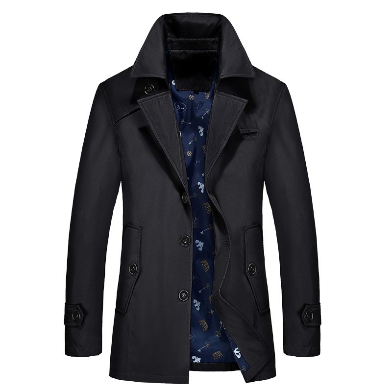 Autumn Men's New Casual Men's Jackets Work Jacket Cotton Washed Trench Coat upgrowing