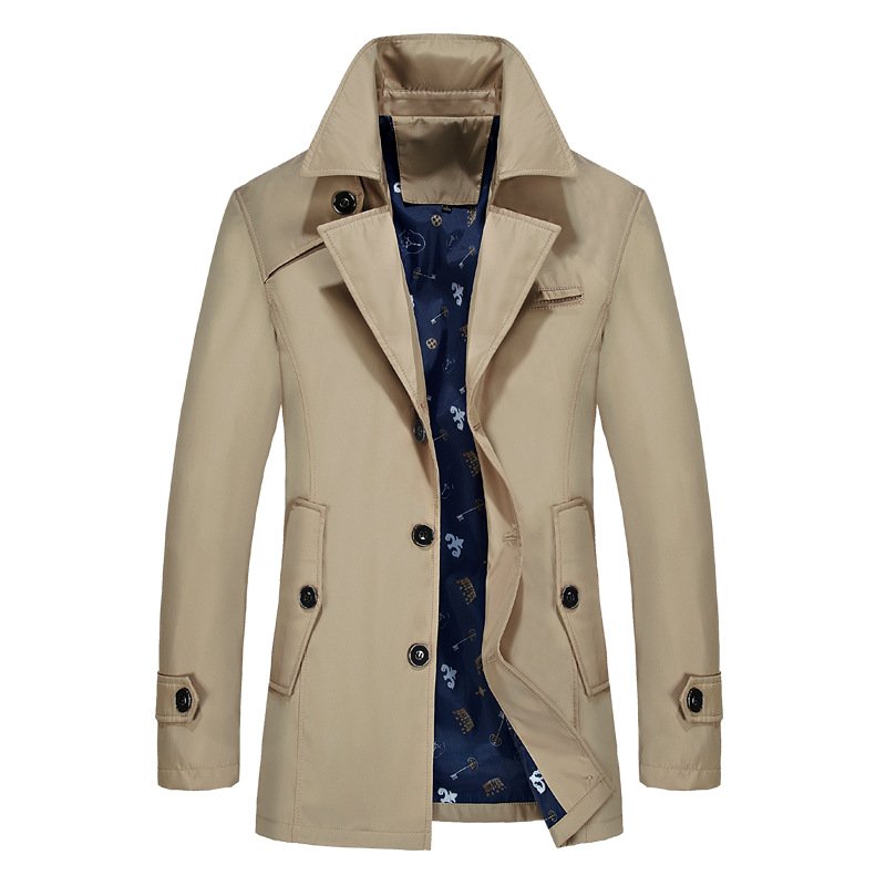 Autumn Men's New Casual Men's Jackets Work Jacket Cotton Washed Trench Coat upgrowing