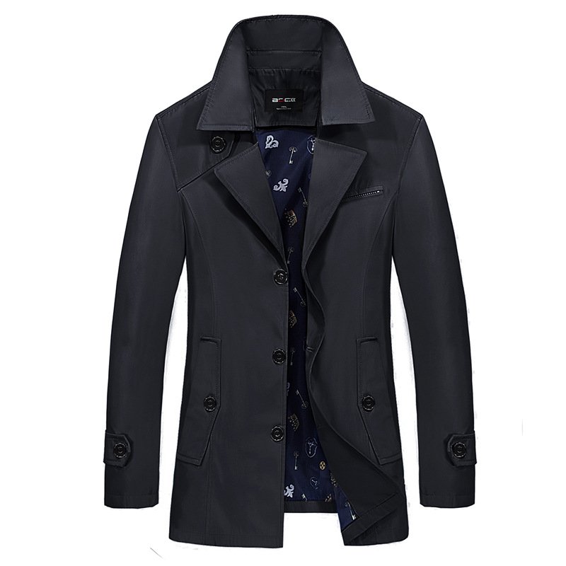 Autumn Men's New Casual Men's Jackets Work Jacket Cotton Washed Trench Coat upgrowing