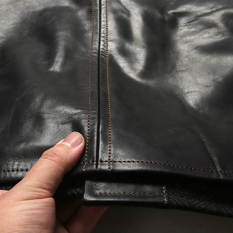 OEM Custom Oil Wax Tea Core Horse Leather Coats Men's Vintage Lapel Motorcycle Biker Genuine Leather Jackets