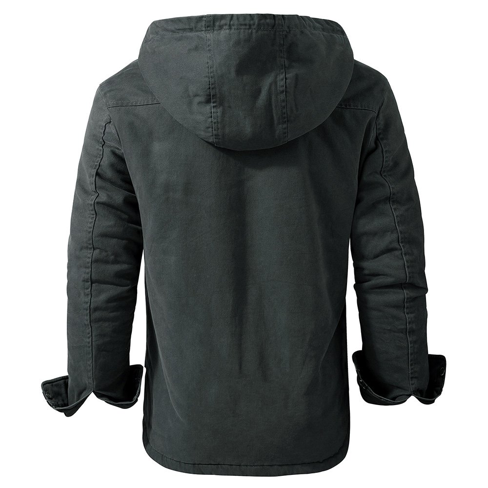 CARANFIER Men's Jacket Windbreaker Thickened Coat Button Hooded Fleece Jacket Wholesale Outdoor Wear Free LOGO Customized OEM