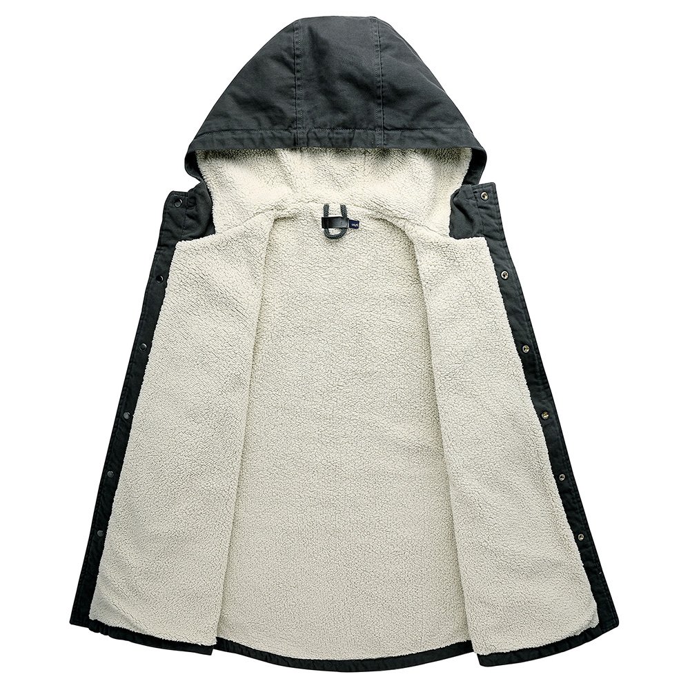 CARANFIER Men's Jacket Windbreaker Thickened Coat Button Hooded Fleece Jacket Wholesale Outdoor Wear Free LOGO Customized OEM