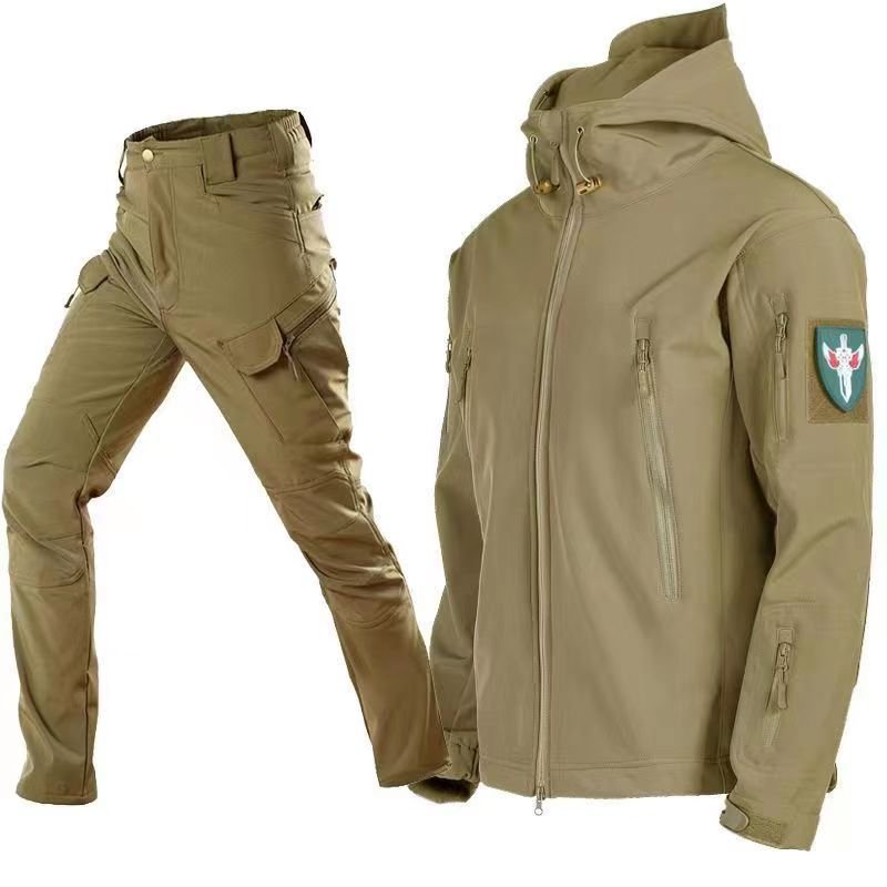 YAKEDA Combat Training Uniform Rip-stop Polyester Waterproof Hunting Thermal Winter Suit Fleece Tactical Jacket For Men