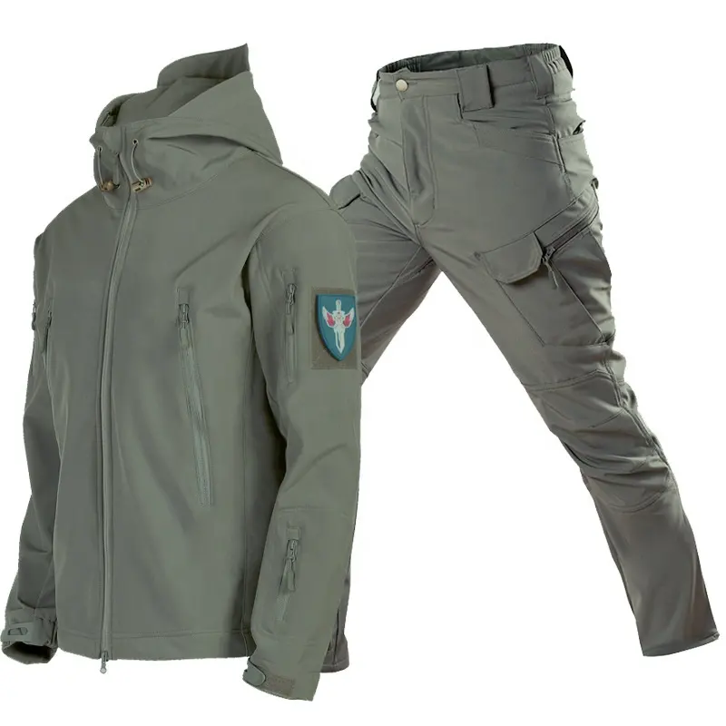 YAKEDA Combat Training Uniform Rip-stop Polyester Waterproof Hunting Thermal Winter Suit Fleece Tactical Jacket For Men