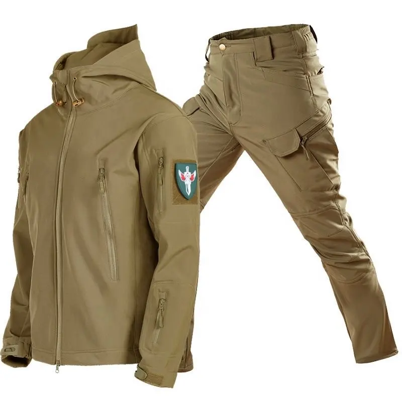YAKEDA Combat Training Uniform Rip-stop Polyester Waterproof Hunting Thermal Winter Suit Fleece Tactical Jacket For Men
