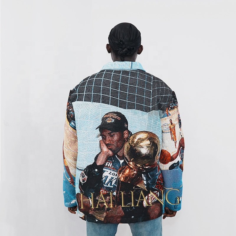 New Spring Fall Tapestry Zipup Jacket For Men Fashion Streetwear Basketball Wear Casual Plus Size Men's Jackets