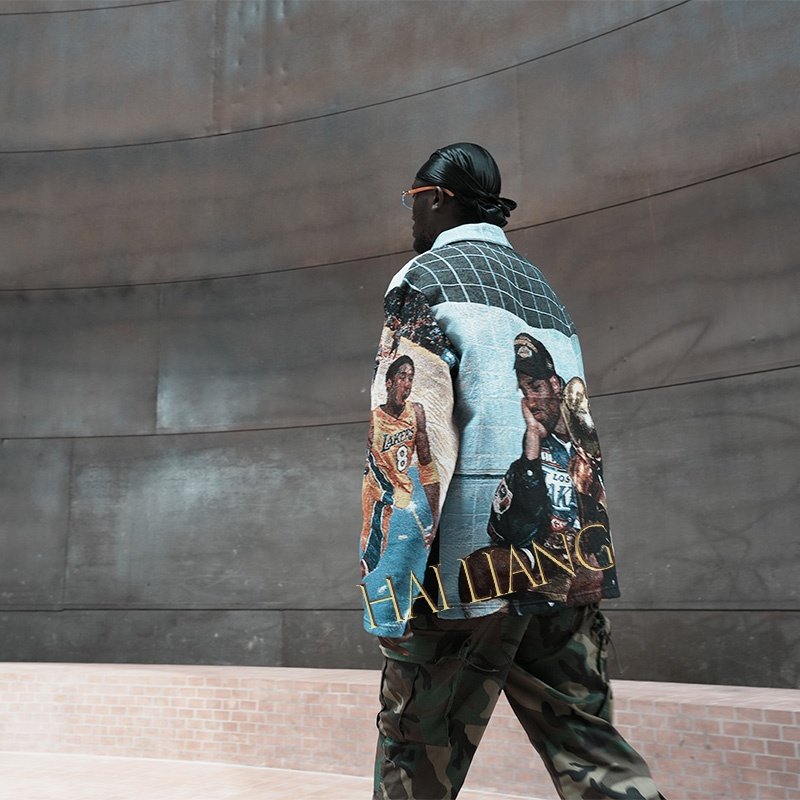 New Spring Fall Tapestry Zipup Jacket For Men Fashion Streetwear Basketball Wear Casual Plus Size Men's Jackets