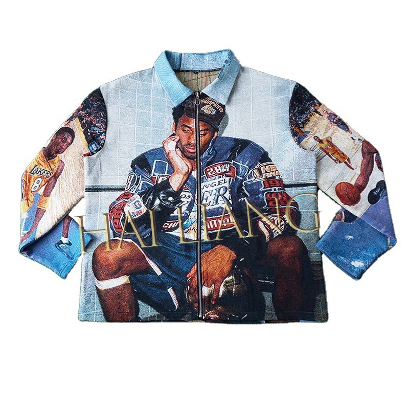 New Spring Fall Tapestry Zipup Jacket For Men Fashion Streetwear Basketball Wear Casual Plus Size Men's Jackets